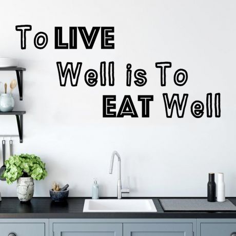 To Live Well is to Eat Well Kitchen Wall Stickers for Kitchen Quote Wall Decals