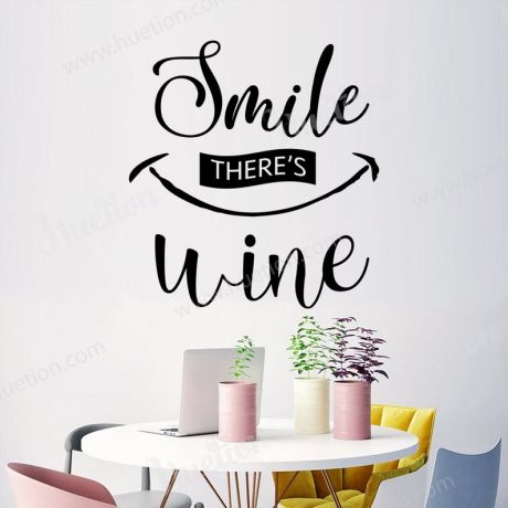 Smile there's Wine Decals for Kitchen Wall Stickers
