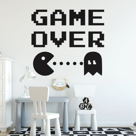 Game Over Wall Decal, Gaming Zone Wall Stickers For Boys Bedroom