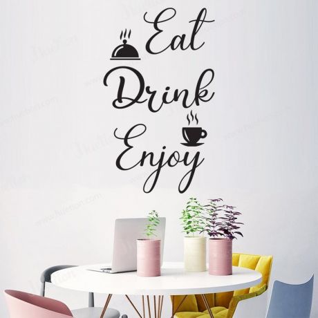 Eat Drink Enjoy Wall Stickers for Kitchen Quote Wall Decals
