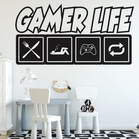 Gamer Life wall decal Eat Sleep Game Controller video game wall decals For Kids Bedroom