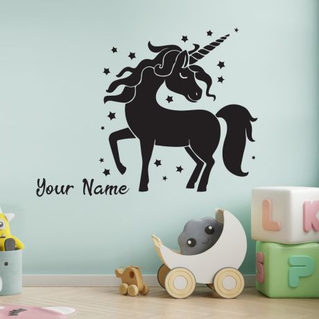 Unicorn custom girl name sticker for unicorn girl room wall art sticker unicorn wall decal
