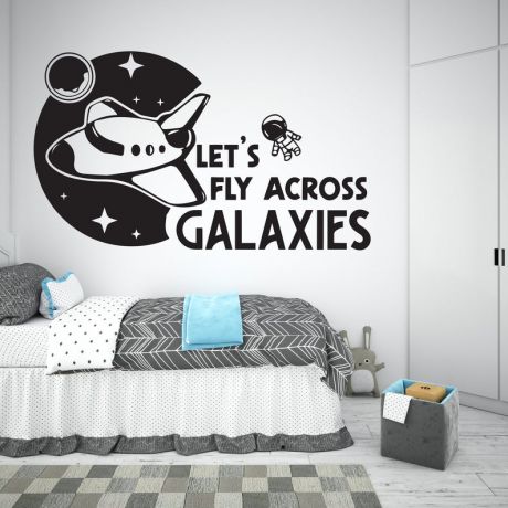 Lets fly across Galaxies Space Wall Decal Boy Room Decor for Space Themed Room Planets Wall Decal