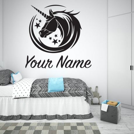 Custom Name Unicorn wall decal for Unicorn stickers