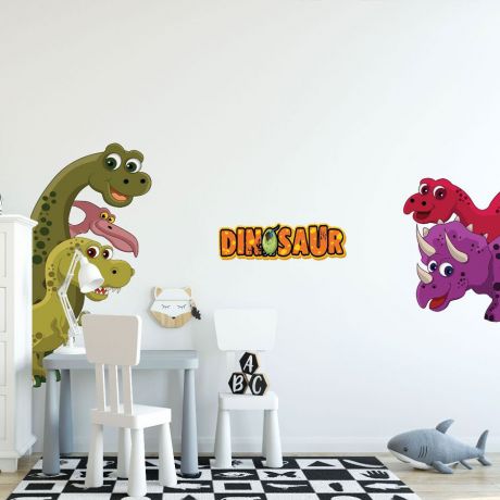 Colourful Dinosaur Wall Decal for Kids Room Jurassic Park
