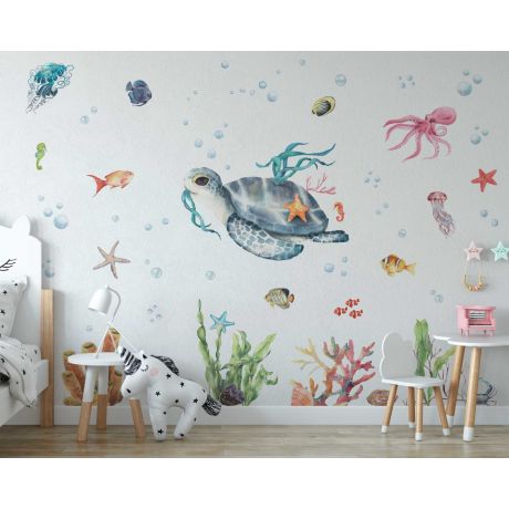 Watercolor Large Turtle Wall Stickers