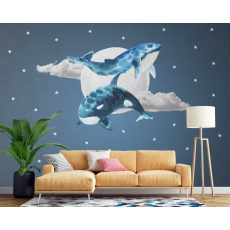 Blue Whale Wall Sticker Ocean Nursery Wall Decal
