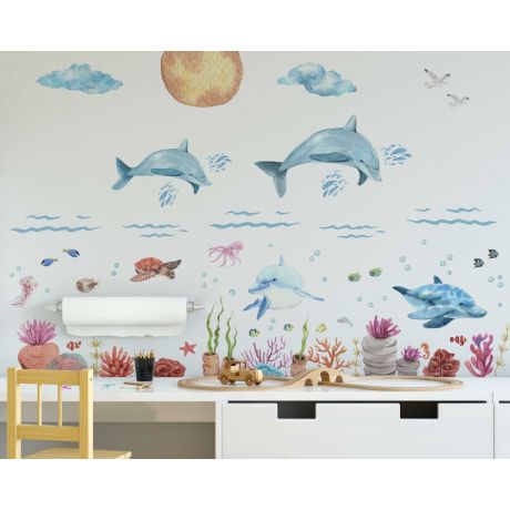 Dolphins Wall Stickers Kids room Sea Animal Decals