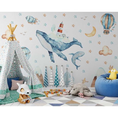 Blue Whale Wall Stickers for Instant Room Transformation
