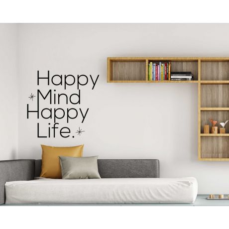 Happy Mind Happy Life, Positive Wall Quotes, Motivational Workplace Quote