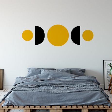 2 Colour Half circles with circle Boho Shapes Wall Decor, Abstract Wall Art Decal, Removable Wall Sticker, Home Decor Boho, Boho Wall Art