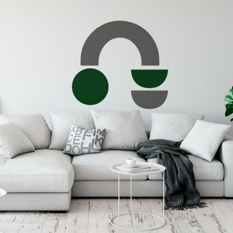 Half circles with circle Boho Shapes Wall Decor with 2 Colour Combo, Abstract Wall Decal, Removable Wall Stickers, Wall Decor, Boho Wall Art