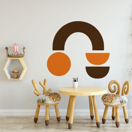Half circles with circle Boho Shapes Wall Decor with 2 Colour Combo, Abstract Wall Decal, Removable Wall Stickers, Wall Decor, Boho Wall Art