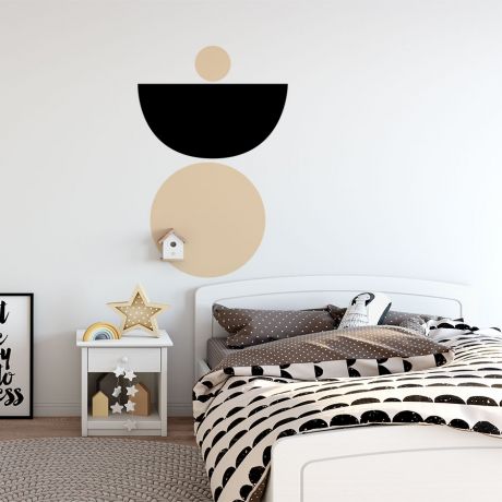 2 Colour Half circles with circle Boho Shapes Wall Decor, Abstract Wall Art Decal, Removable Wall Sticker, Home Decor Boho, Boho Wall Art