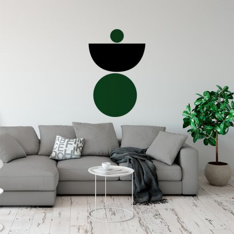 2 Colour Half circles with circle Boho Shapes Wall Decor, Abstract Wall Art Decal, Removable Wall Sticker, Home Decor Boho, Boho Wall Art