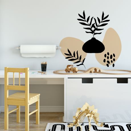 Abstract Shapes Wall Decals, Boho Leaves Wall Stickers, Wall Decor, Removable Wall Sticker, Abstract Wall Stickers, Home Decor Boho, Decals