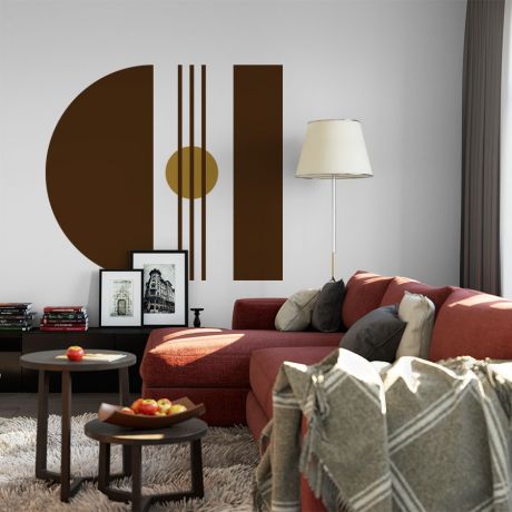 Half circles and Cirlce with lines Boho Shapes Wall Decal, Abstract Wall Art, Removable Wall Sticker, Wall Art Print, Boho Wall Decor, Decal