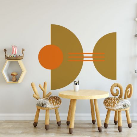 Half circles & Circle with lines Boho Shapes Wall Decal, Abstract Wall Art, Removable Wall Sticker, Boho Half Circle Decals, Home Decor Boho