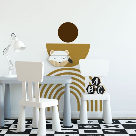 Semi Circle with Circle & arch Wall Decal Boho Abstract Wall Decor