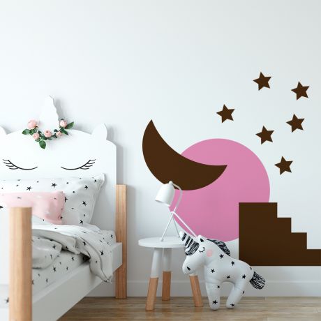 Circle Boho Shapes, Sun, Half Moon Decal, Steps and Stars Wall Stickers Shapes Geometric Wall Decor, Home Decor Boho, Boho Decor, Wall Decal