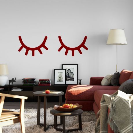 Custom Colour Sleepy Eyes wall Decal Eyelashes Wall Sticker