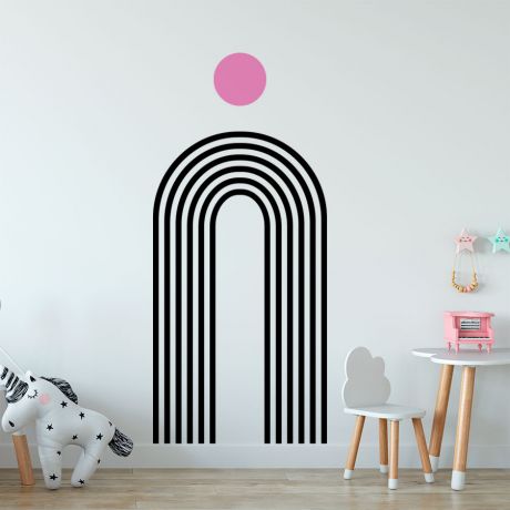 2 Colour Boho Arches Wall Decal with Circle Nursery Wall Decor