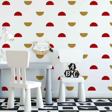 Boho Wall Decor 2 Color Half Circle Pattern Wall Sticker