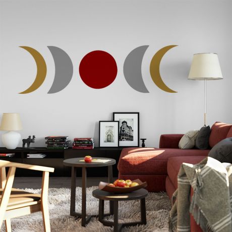 3 Colour Boho Circle with Half Circles Wall Decals Nursery Decor