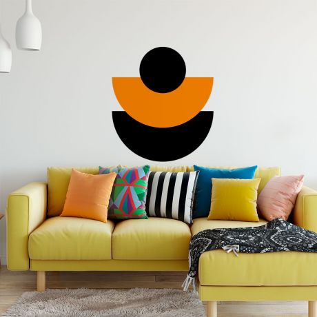Geometric Wall Decor Half Circle with circle Wall Decal Abstract Wall Art