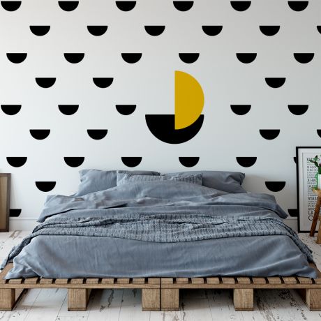 Set of 34 small Half Circle & 2 Big Half Circles Geometric Pattern Wall Decals