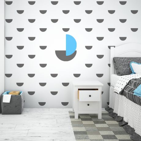 Set of 34 small Half Circle & 2 Big Half Circles Geometric Pattern Wall Decals