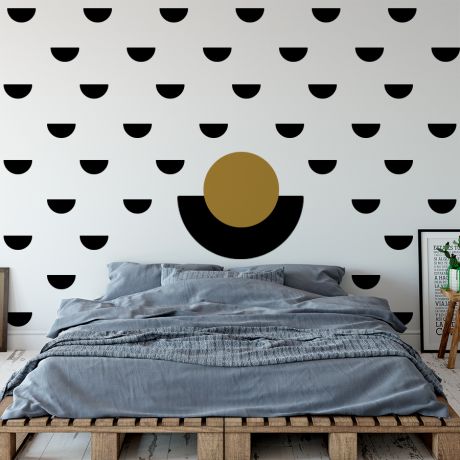 Set of 35 small Half Circle with Big Half Circle Pattern Wall Decals
