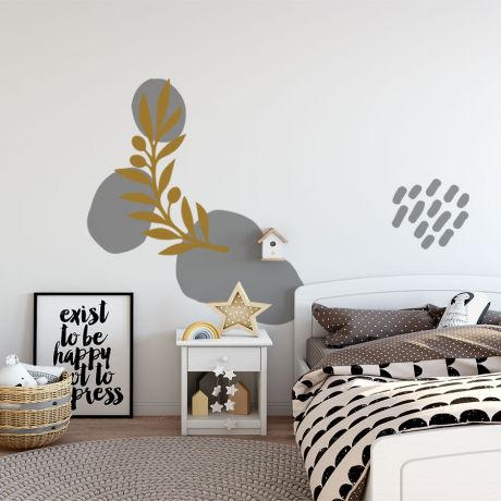 Boho Leaves Wall Stickers Abstract Shapes Wall Decals