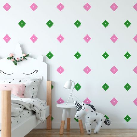 2 Colour Boho Geometric Shapes Wall Stickers Scandinavian Wall Decor