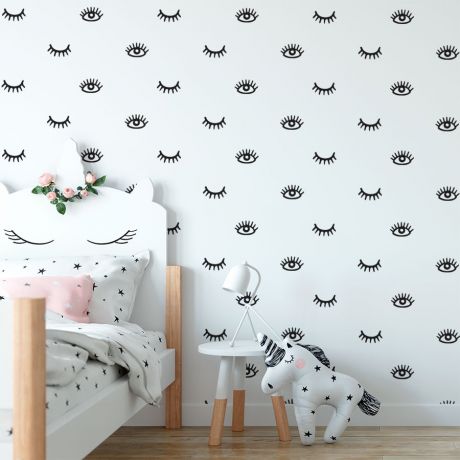 Set of 56 Eyelashes Pattern Wall Decals Boho Wall Sticker