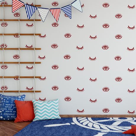 Set of 56 Eyelashes Pattern Wall Decals Boho Wall Sticker