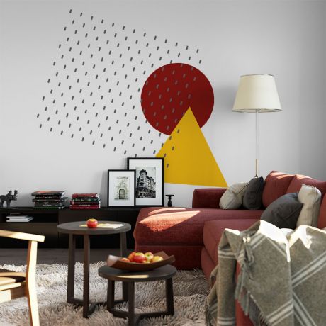 Long Polka Dots Pattern Wall Decals Triangle & Circle Wall Art
