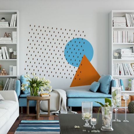 Long Polka Dots Pattern Wall Decals Triangle & Circle Wall Art