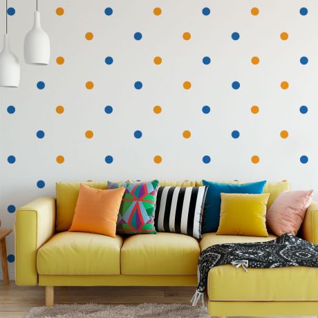 2 Colour Polka Dots Geometric Pattern Wall Decals