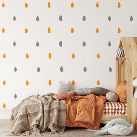 2 Colour Hand Drawn Polka Dots Geometric Pattern Wall Decals