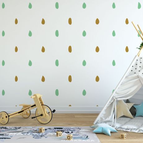 2 Colour Hand Drawn Polka Dots Geometric Pattern Wall Decals