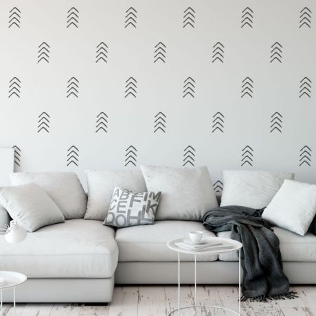 Set of 24 Arrows Pattern Wall Decals, Geometric Wall Decor, Abstract Wall Art, Scandinavian Decor, Removable Wall Sticker