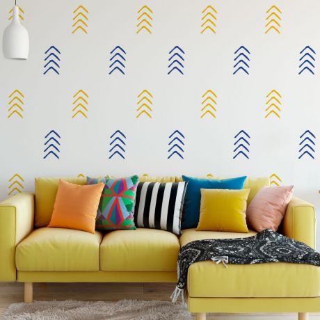 Set of 24 Arrows Pattern Wall Decals, Geometric Wall Decor, Abstract Wall Art, Scandinavian Decor, Removable Wall Sticker