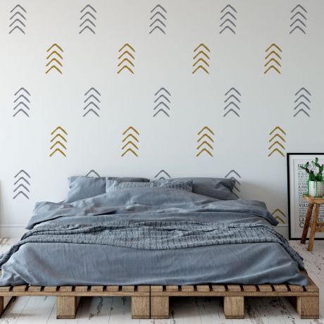 Set of 24 Arrows Pattern Wall Decals, Geometric Wall Decor, Abstract Wall Art, Scandinavian Decor, Removable Wall Sticker