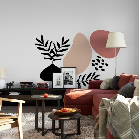 Abstract Boho Leaves Wall Decal Shapes Wall Sticker Scandinavian Decor