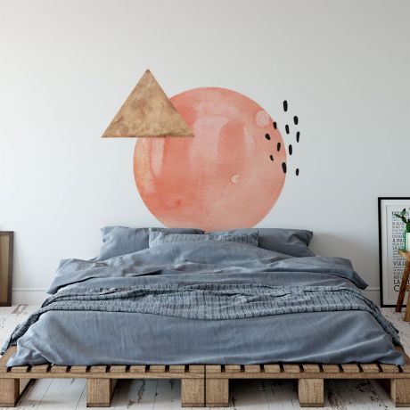 Abstract Sun Triangle and Dots Decal, Watercolor Boho Sun Decal, Wall Stickers, Home Decor Boho, Girl Bedroom Decals, Boho Wall Decor, Decal