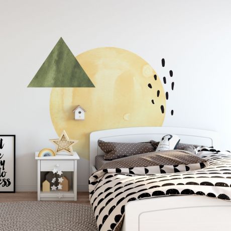 Abstract Sun Triangle and Dots Decal, Watercolor Boho Sun Decal, Wall Stickers, Home Decor Boho, Girl Bedroom Decals, Boho Wall Decor, Decal