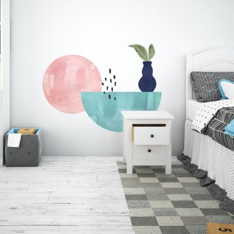 Boho Watercolor Half Circle & Full Circle Decal, Wall Sticker, Abstract Decal, Boho Wall Decal, Home Decor Boho, Home Decor Boho, Wall Decor