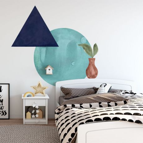 Watercolor Boho Sun, Triangle, Pot Nursery Decor, Abstract Sun Decal,Boho Wall Stickers, Boho Wall Decal, Home Decor Boho, Decal, Wall Decal