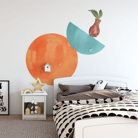 Boho Watercolour Half Circles Decal, Abstract Wall Decal, Nursery Wall Decor, Boho Wall Stickers, Boho Colour Combo Half Circle, Home Decor